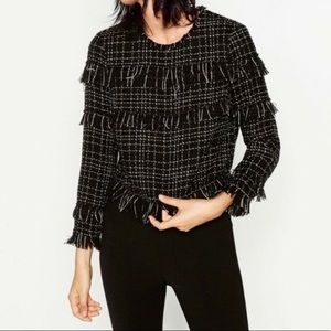 Zara Tweed Tassle Sweater